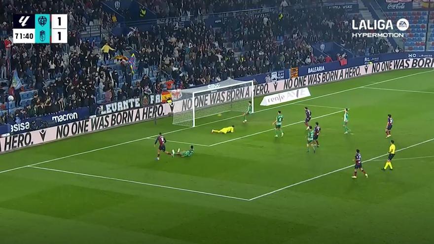 El 2-1 del Levante en el Levante 3-1 Granada de la jornada 23 de LaLiga Hypermotion