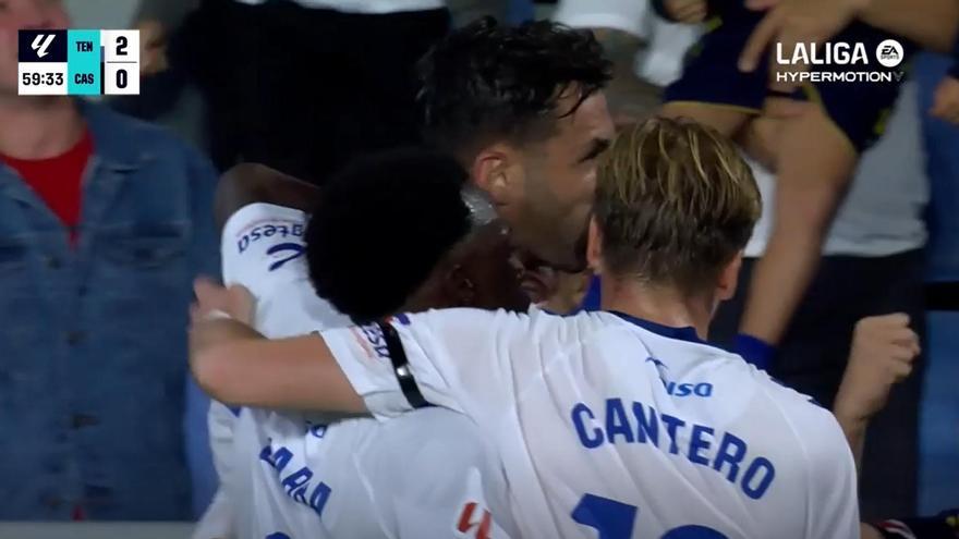 El 2-0 del Tenerife en el Tenerife 2-0 Castellón de la jornada 22 de LaLiga Hypermotion