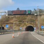 Ya está cerrado al tráfico (hasta finales de abril) un tubo del túnel de la Autovía del Cantábrico en Tezangos (Ribadesella)