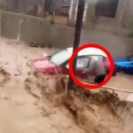 Un vecino rescata in extremis a una mujer que no podía salir de su coche en plena inundación en Telde, Gran Canaria
