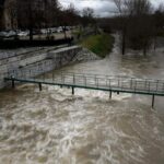 Estado del río Manzanares con el temporal de lluvia que azota la capital