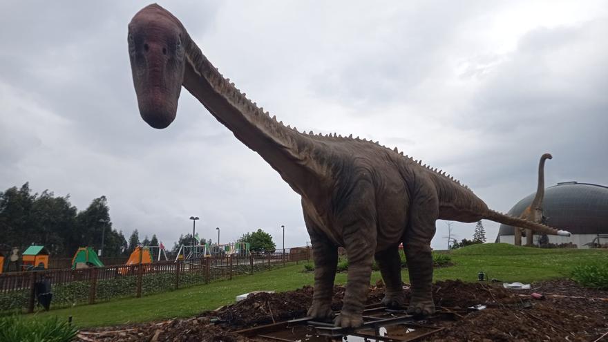 Este es «Ruperto», el nuevo dinosaurio de Asturias que llegó en camión articulado, y aquí puedes verlo