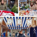 Galletas, pastel del peregrino, ropa y artesanías, en la feria del stock de Grado, que puso buena cara al mal tiempo