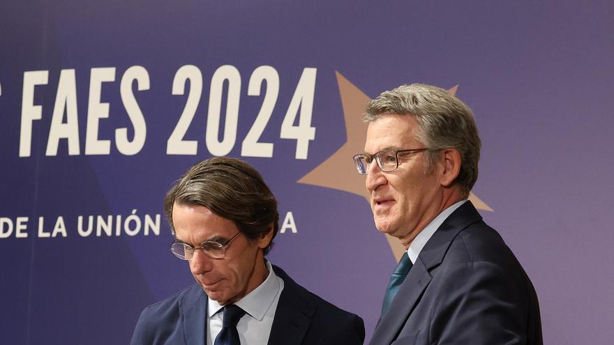 Aznar arropa a Feijóo en la clausura del congreso del PPE de Valencia