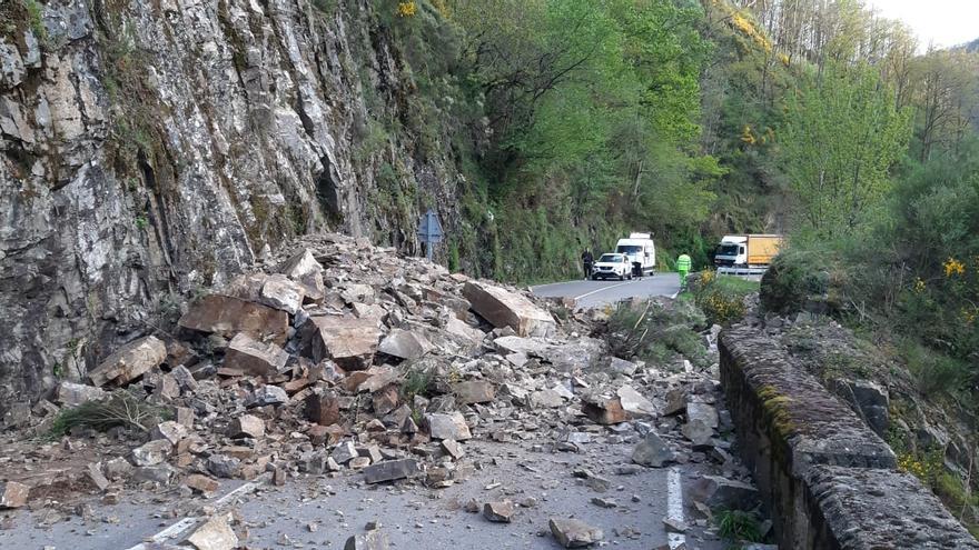 Corte total del corredor del Narcea por otro argayo: «Hubo suerte de que no pasó nada»