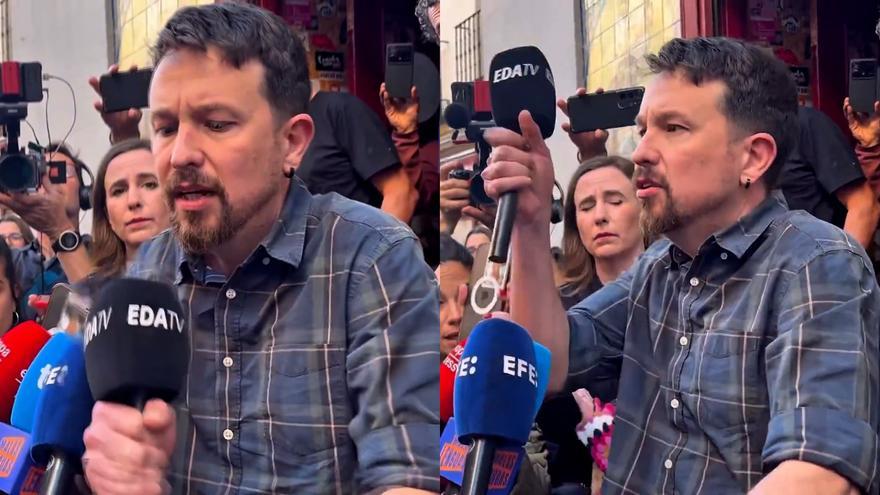 Pablo Iglesias lanza el micrófono de Vito Quiles: «Gente como tú es basura»
