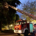 Así  fue la intervención de los bomberos para retirar una gran rama que cortó una calle en pleno centro de Oviedo