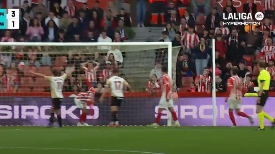 El 3-1 del Mirandés en el Sporting 3-1 Mirandés de la jornada 36 de LaLiga Hypermotion
