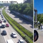 El incendio de un coche en la «Y» a la altura de Serín genera retenciones