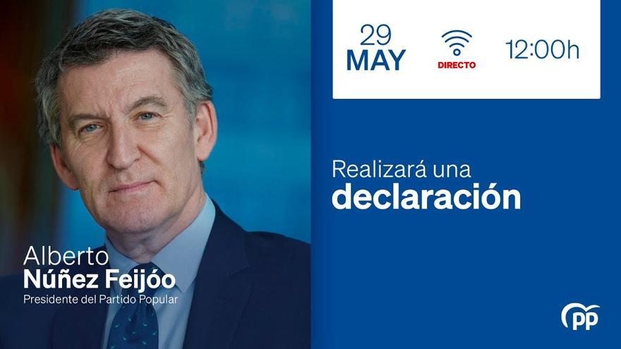 Directo | La declaración de Alberto Núñez Feijóo desde la sede del PP