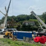 Comienza el montaje del nuevo puente sobre el río Nalón en Tudela de Agüeria
