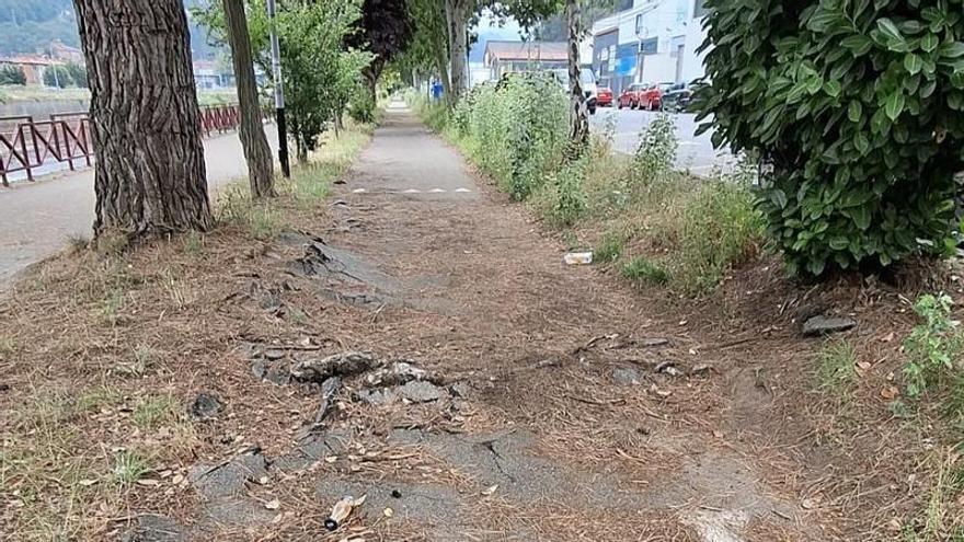 El paseo fluvial de Mieres, una trampa para ciclistas y peatones: los usuarios denuncian su mal estado