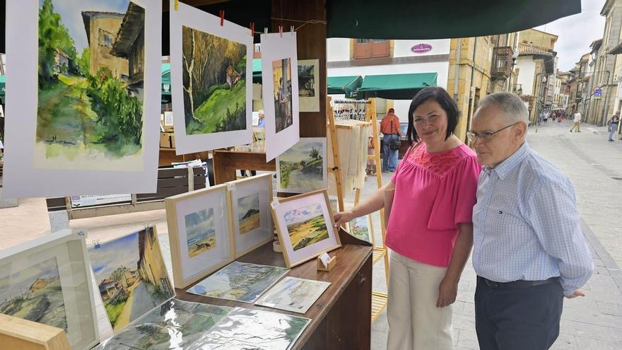 La feria de acuarelistas de Villaviciosa, en imágenes